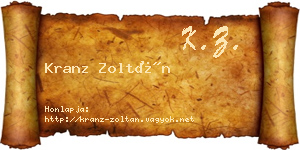 Kranz Zoltán névjegykártya
